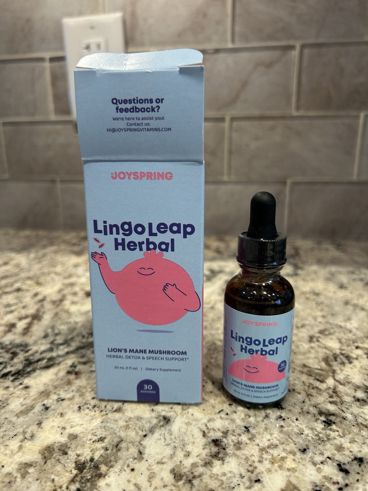 JoySpring Lingo Leap Lion’s Mane Mushroom Liquid Drops Raspberry 30ml Sugar-Free