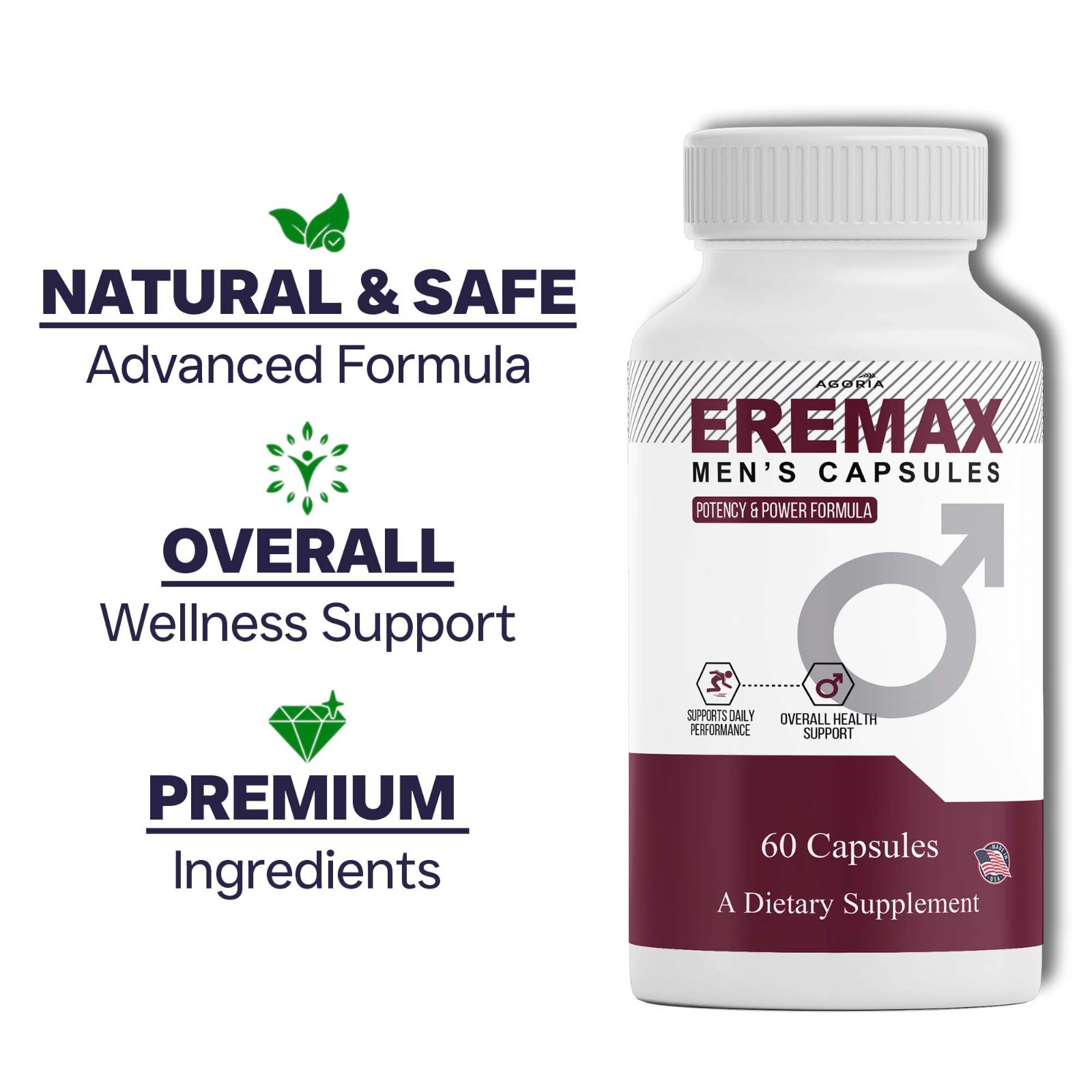 ( 3 Pack ) Eremax Capsules – Men’s Vitality & Performance Support Supplement