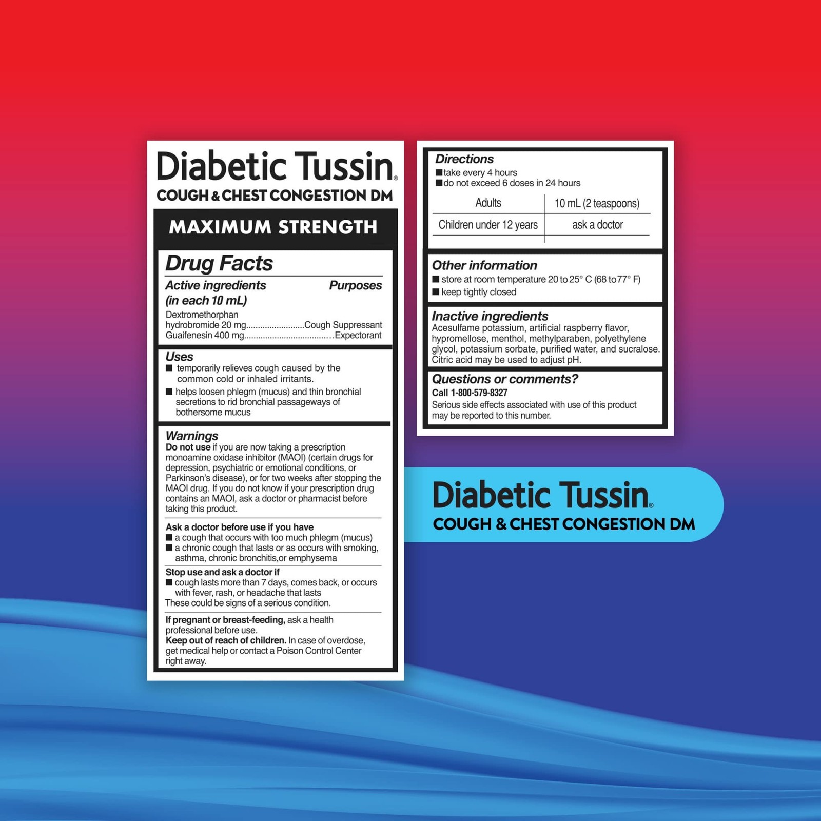 Diabetic Tussin DM Max Strength Cough & Chest Congestion Relief, Safe for Dia…