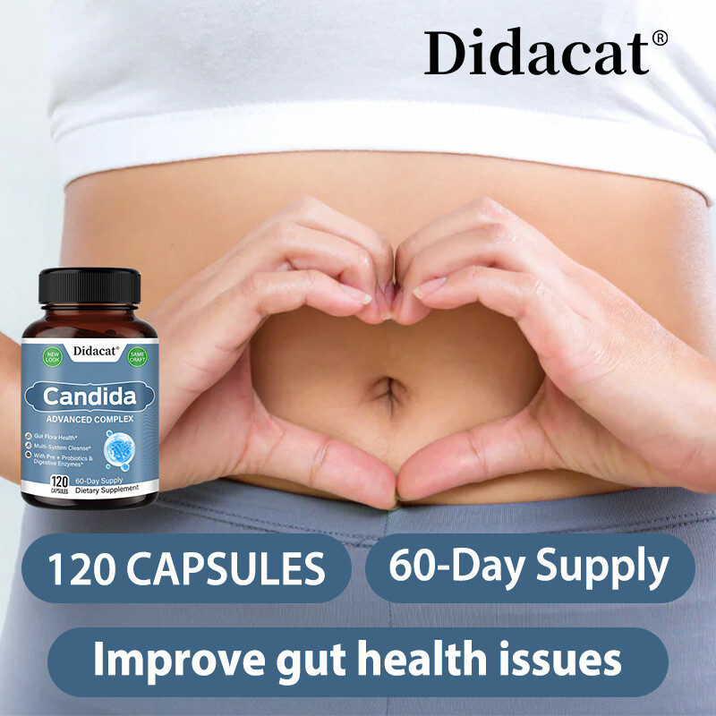 Potent Candida Cleanse support capsules and Detox with Herbs Enzymes formula