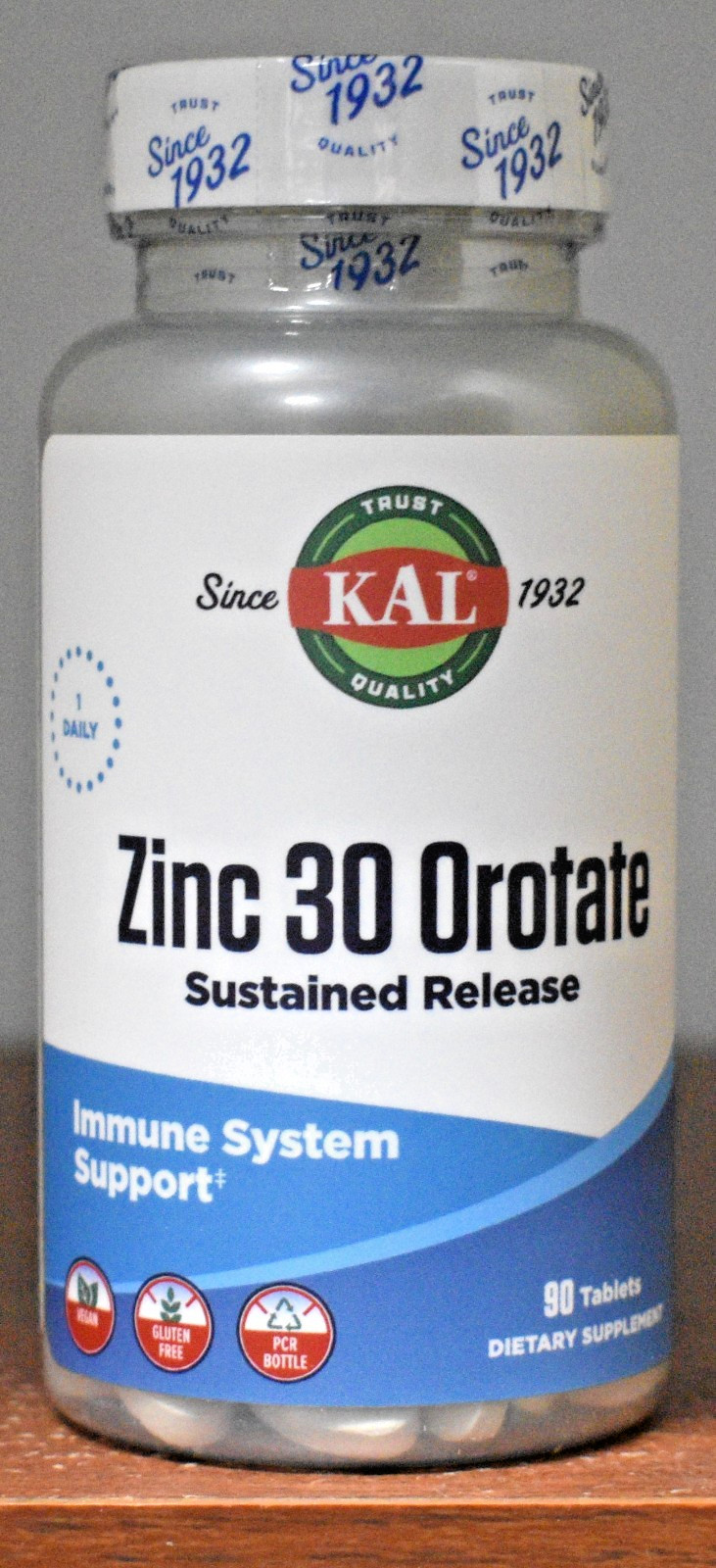 KAL Zinc 30 Orotate Sustained Release 30 mg 90 Tablets Immune System Support
