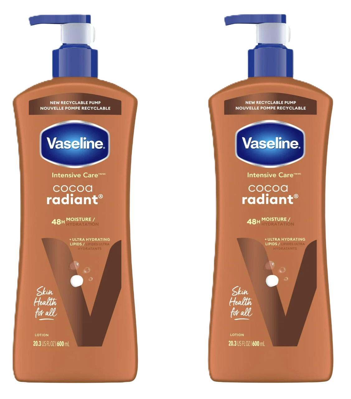 Vaseline Cocoa Radiant Body Lotion with 48H Moisture, 20.3 (2 Pack)