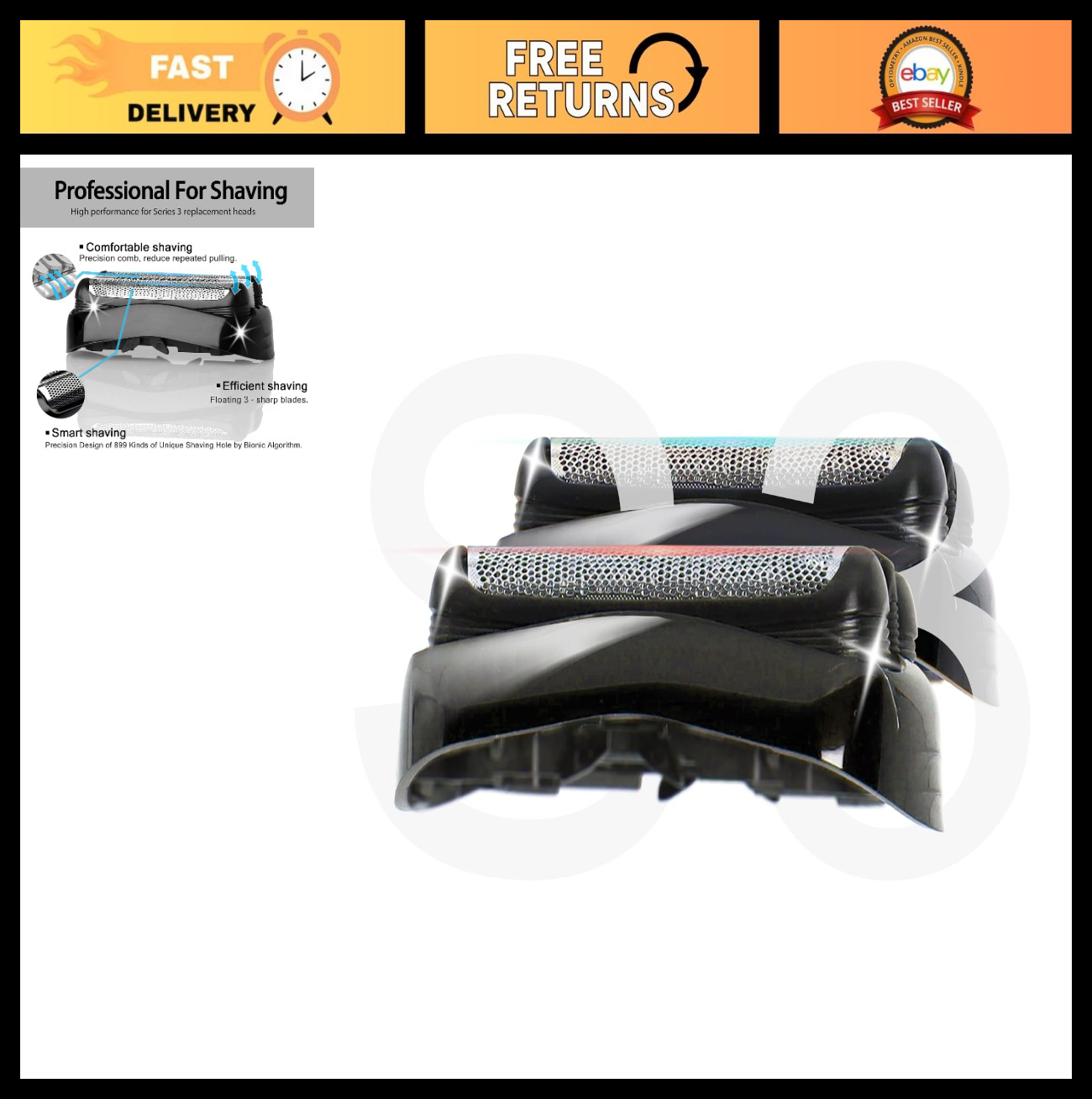 2Pcs Replacement Heads for Series 3 Electric Shaver 3040s 3080s 3070cc 3000s 301