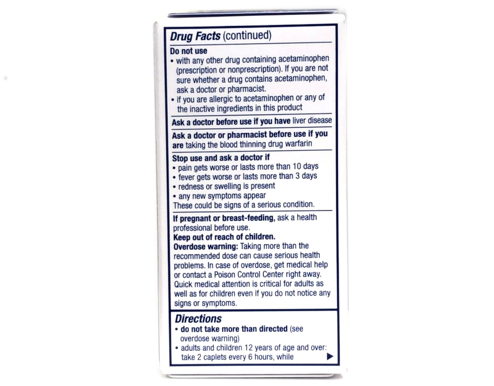 Panadol Extra Strength 500mg Acetaminophen, 50 Caplets – Pack of 6