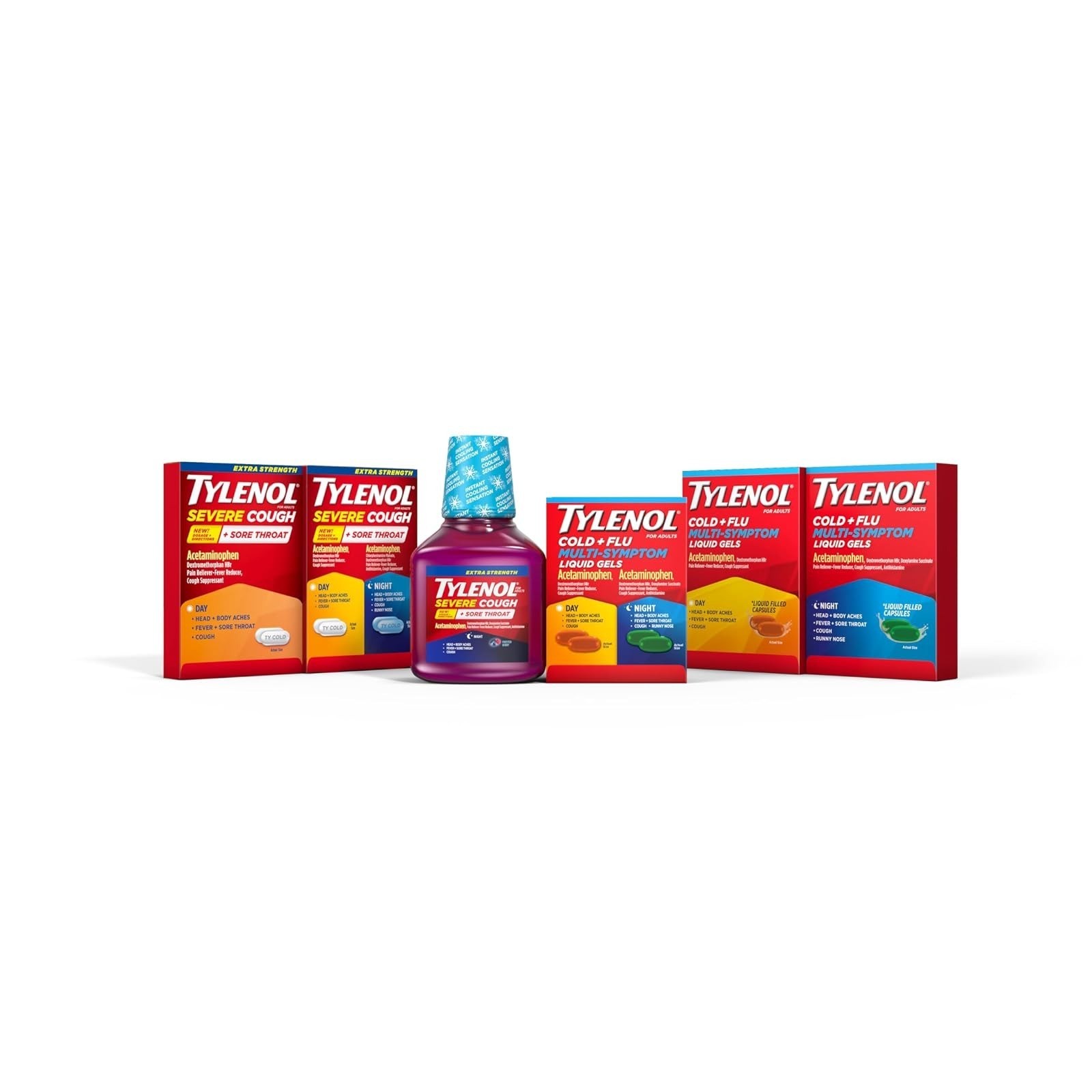Tylenol Daytime Cold & Flu Liquid Gels, Pain Reliever & Cough Suppressant