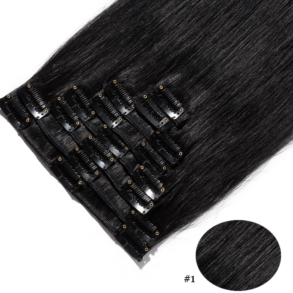 A+ Remy Human Hair Extensions Russian 8PCS Clip In 8″10″12″14″16″18″20″22″24″ US