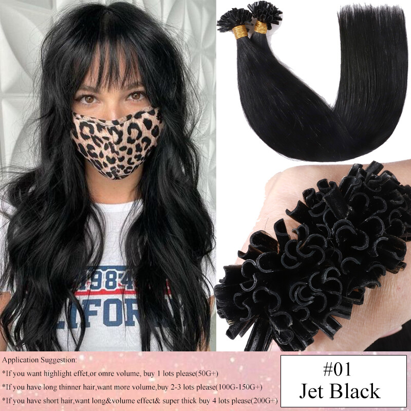 Keratin Flat U Tip Hair Extensions 100% Remy Human Hair Strands 200s Bonded 1gr