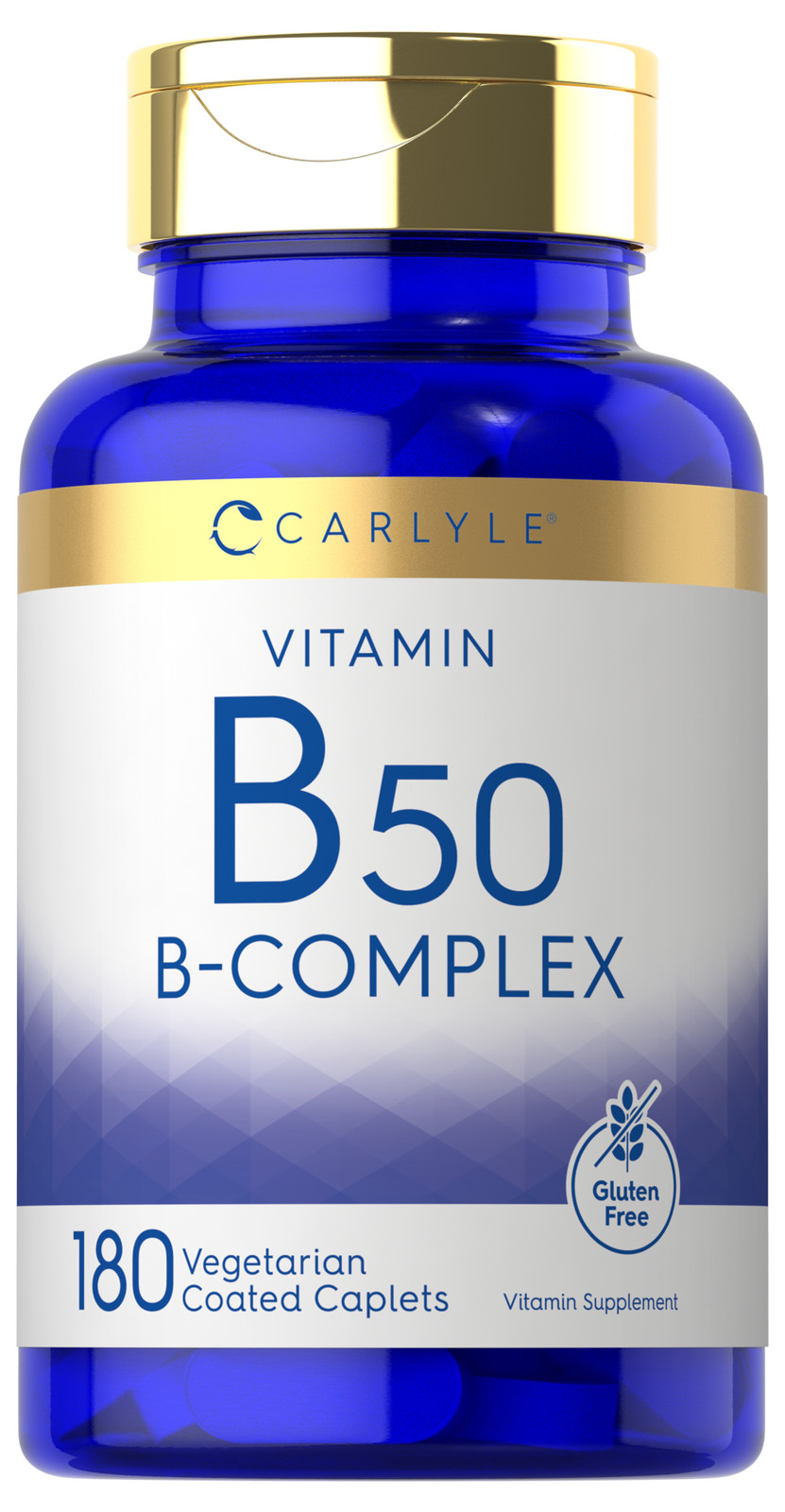 Vitamin B-50 Complex | 180 Caplets | Vegetarian, Non-GMO | by Carlyle