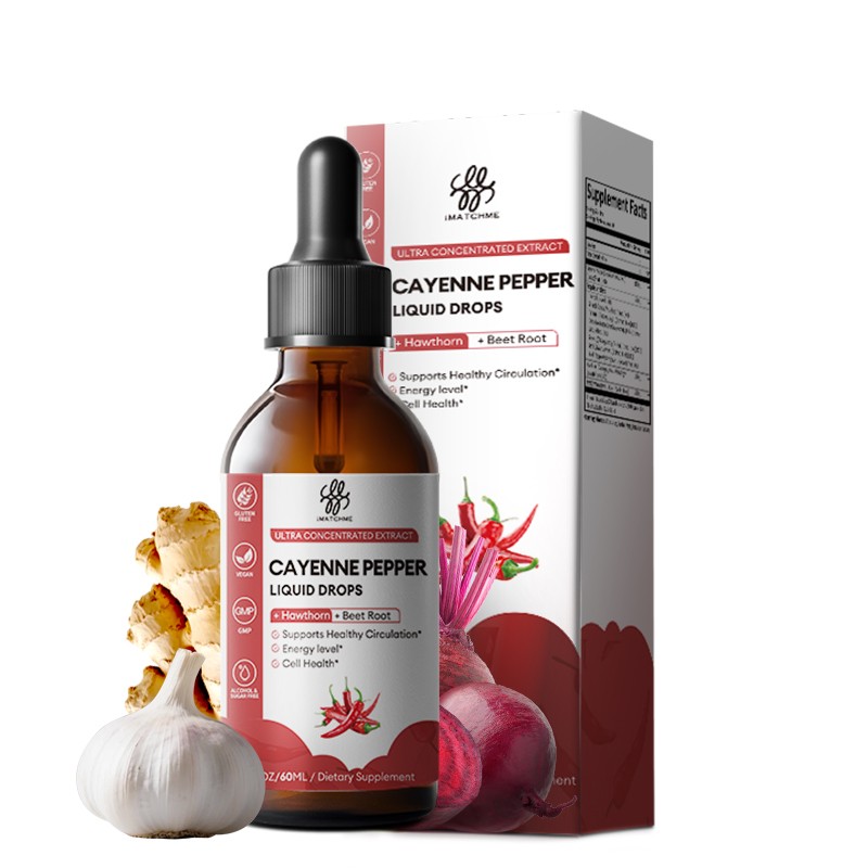 Cayenne Pepper Drops Supplement Liquid + Hawthorn Beet Root Black Pepper