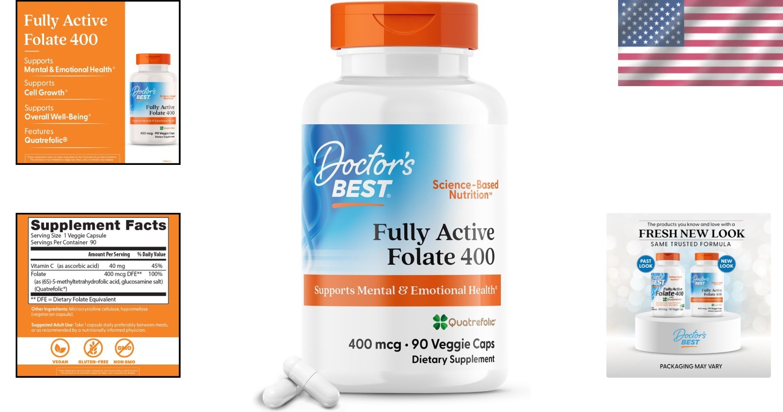 Fully Active Folate with Quatrefolic – 90 Capsules for Optimal Mental Well-Being