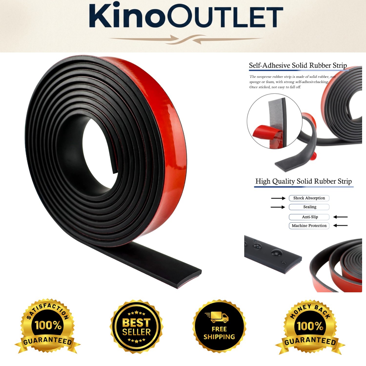 Durable Neoprene Rubber Sheets – Versatile 1” x 1/8” Strips for DIY Projects