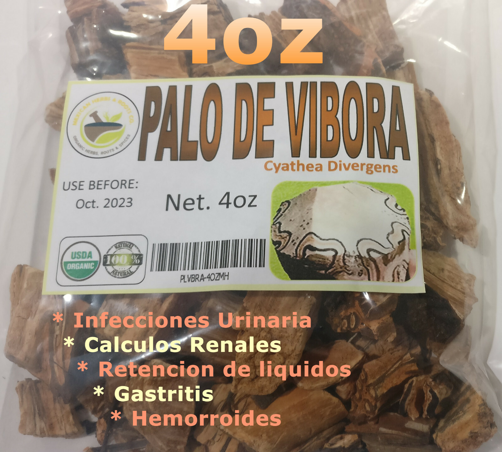 4oz Palo de vibora para infecciones urinarias,calculos, hemorroides, gastritis