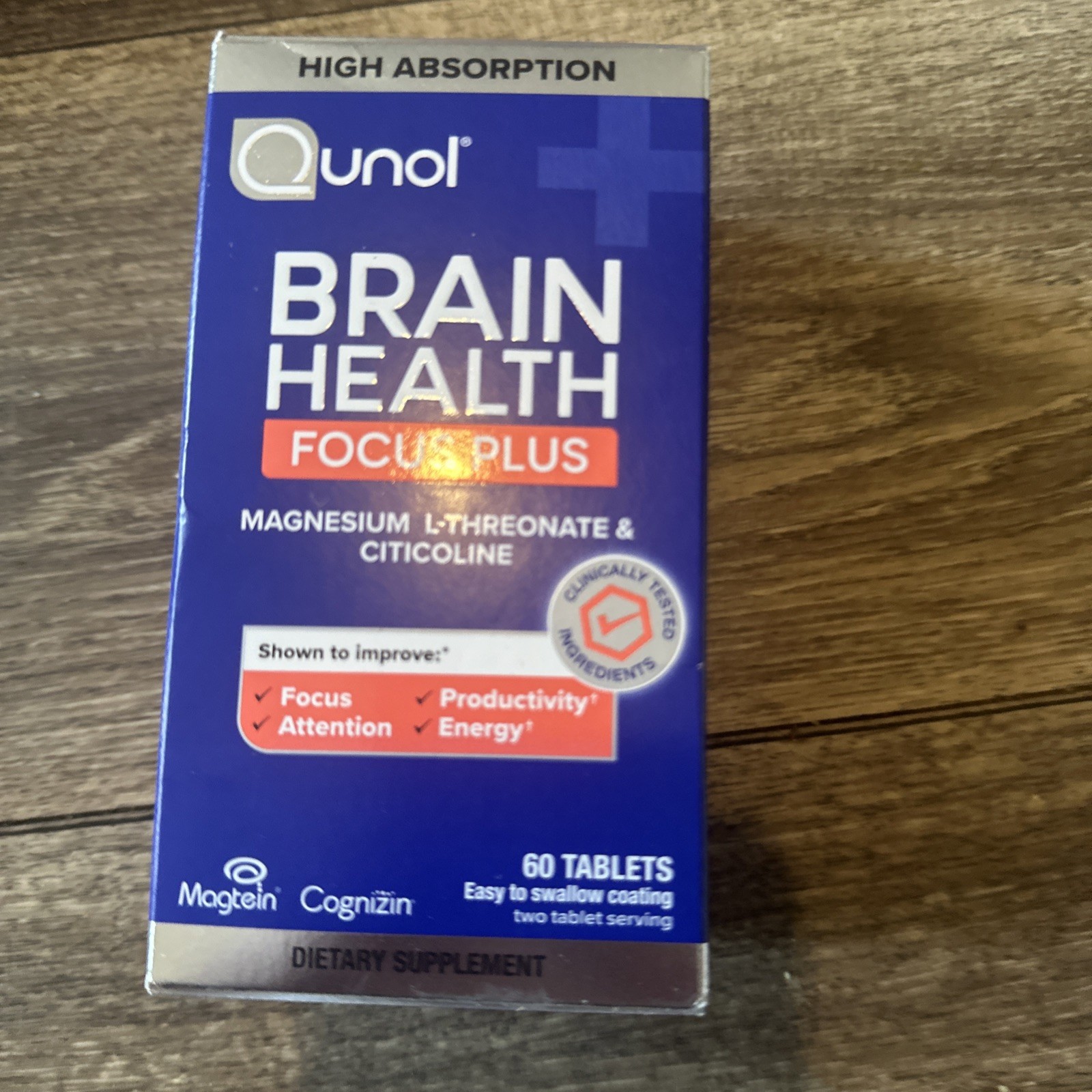 Qunol Brain Health Focus Plus Supplement 60 Tablets *SHIPS FREE* exp 05/2027