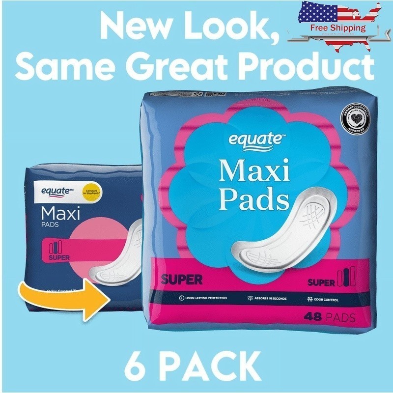 Super Absorbent Maxi Pads Unscented 288 Count Leak Protection Odor Control New