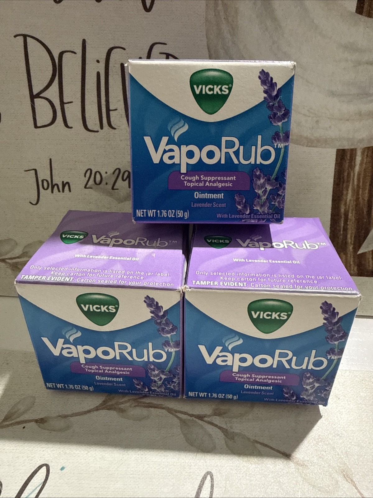 Vicks VapoRub Ointment Lavender Scent 1.76 oz each (3 Pack) Exp 10/26