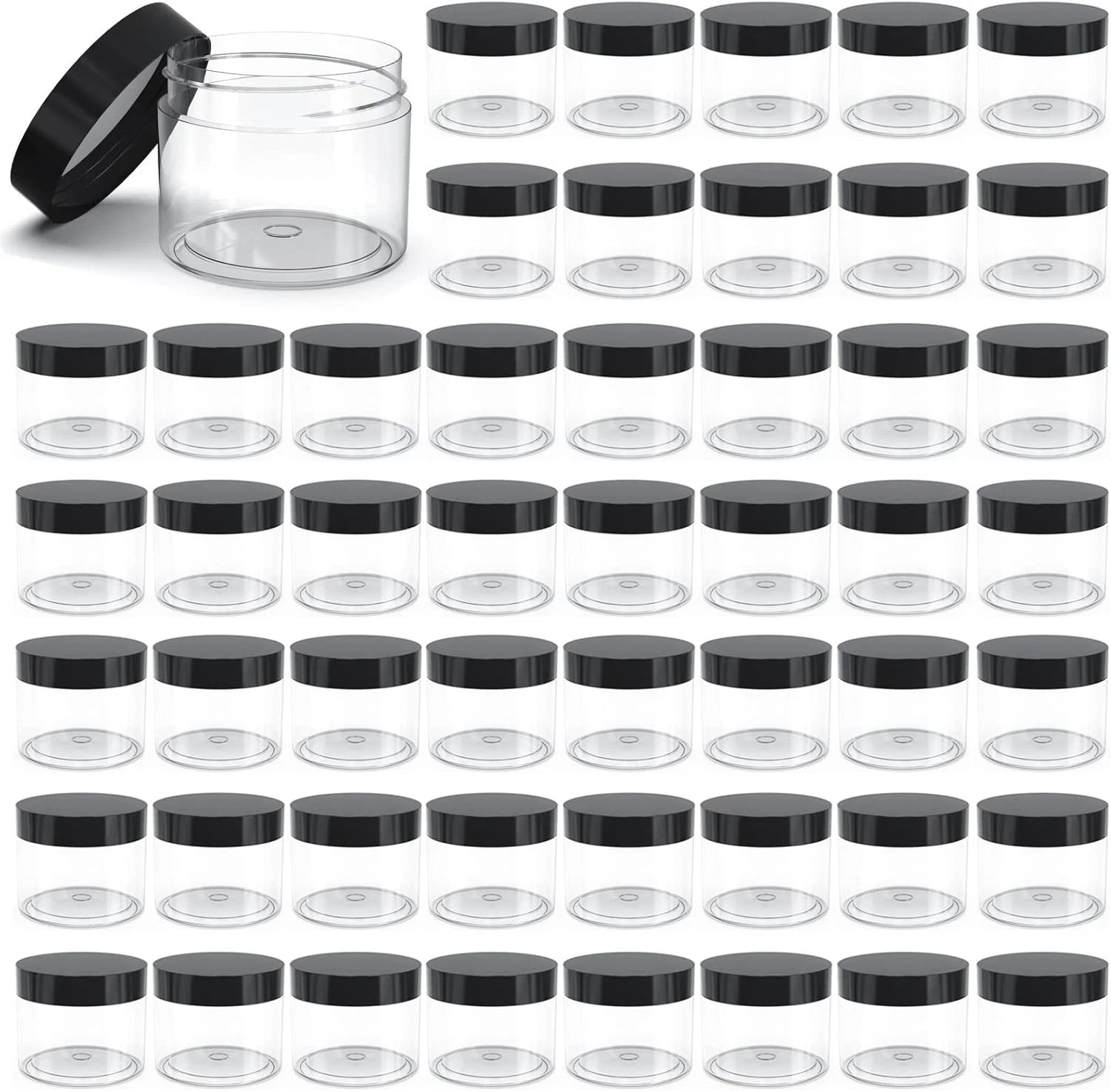 50 Pieces 4oz Plastic Jars with Lids Clear Round Cosmetic Container
