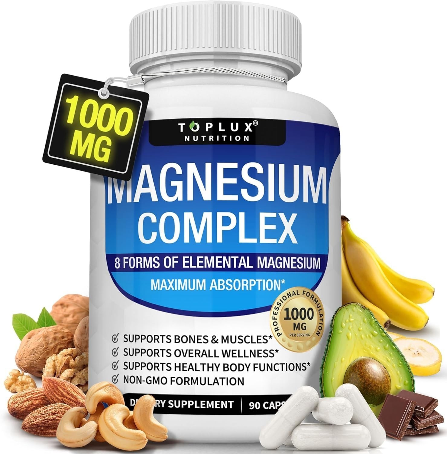 Magnesium Bone, 1000mg includes 8 Forms for Complex Muscle, Energy &Wellness,…