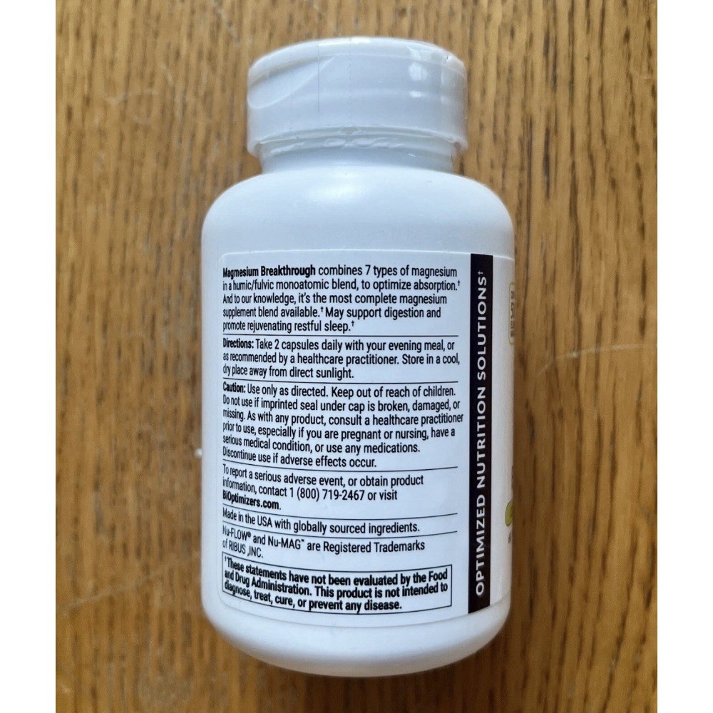 1 bottle Bioptimizers Magnesium Breakthrough all 7 essential forms – 60 capsules