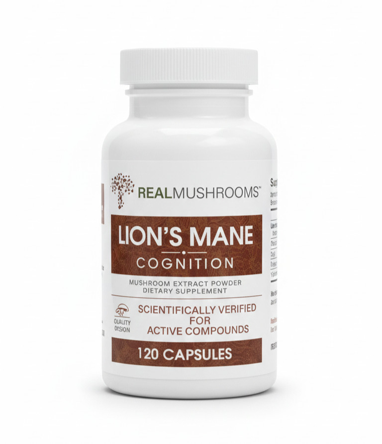 Real Mushrooms Lion’s Mane Cognition Mushroom Extract Powder – 120 Capsules
