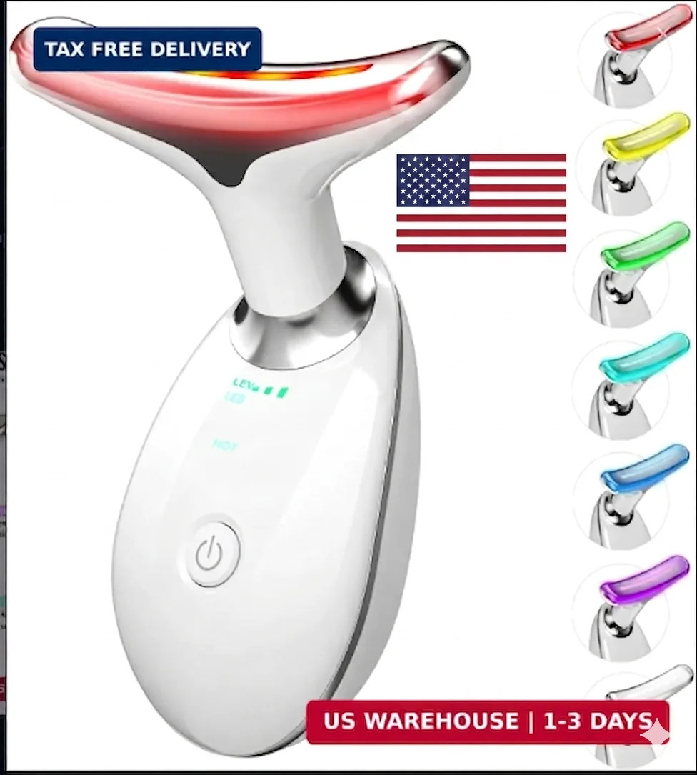 7 in 1 Face Massager Tool Red Light Therapy Wand Neck Lift Skin Care Sculpting