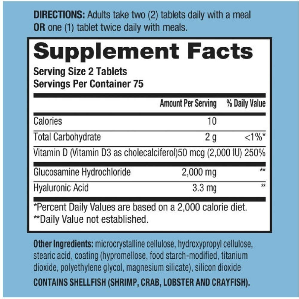 Schiff Glucosamine Tablets with Plus Vitamin D3 and Hyaluronic Acid 150 Count