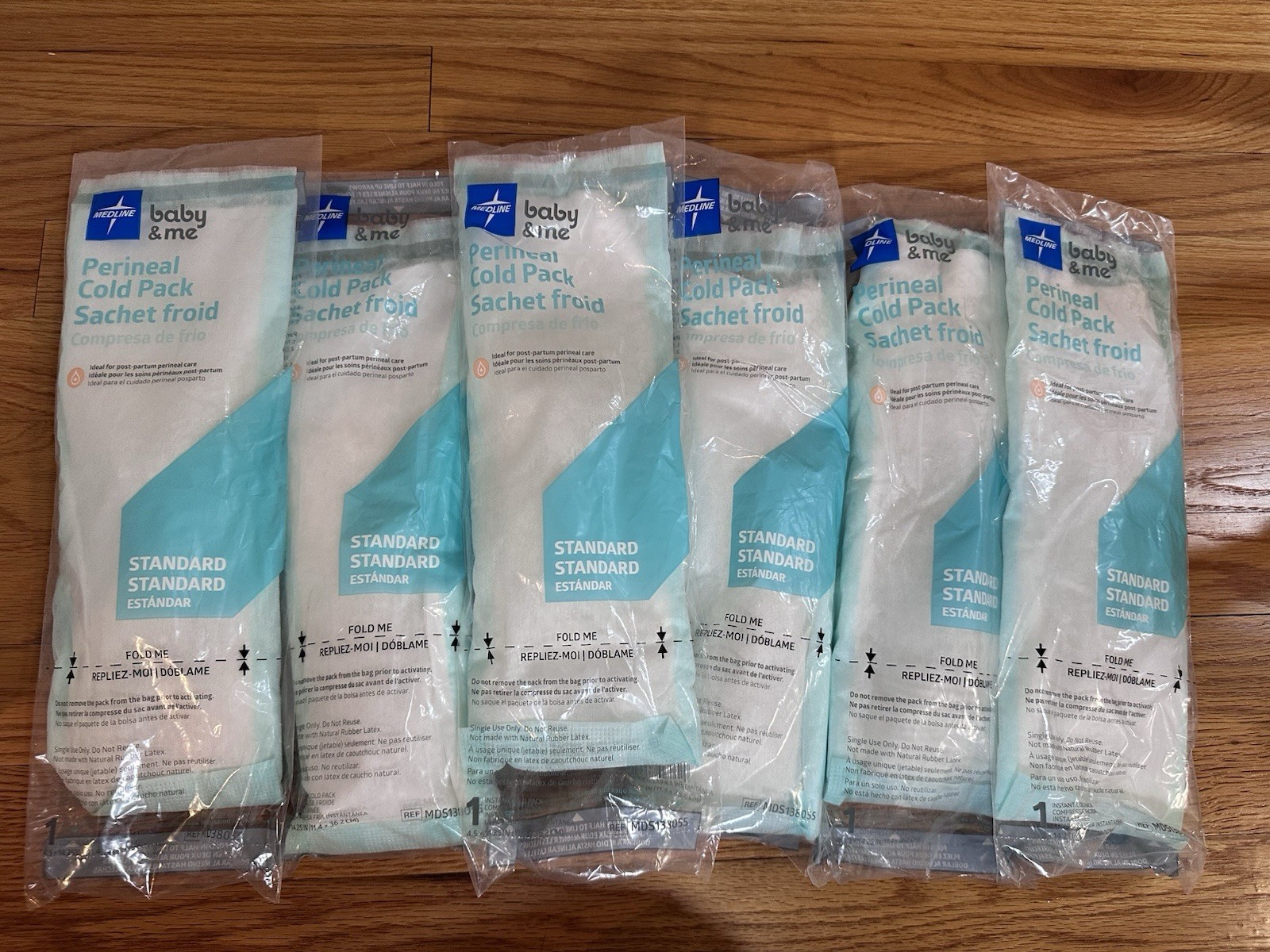 Medline Deluxe Perineal Cold Packs with Adhesive Strip, 4.5″ x 14.25″, Pack of 6