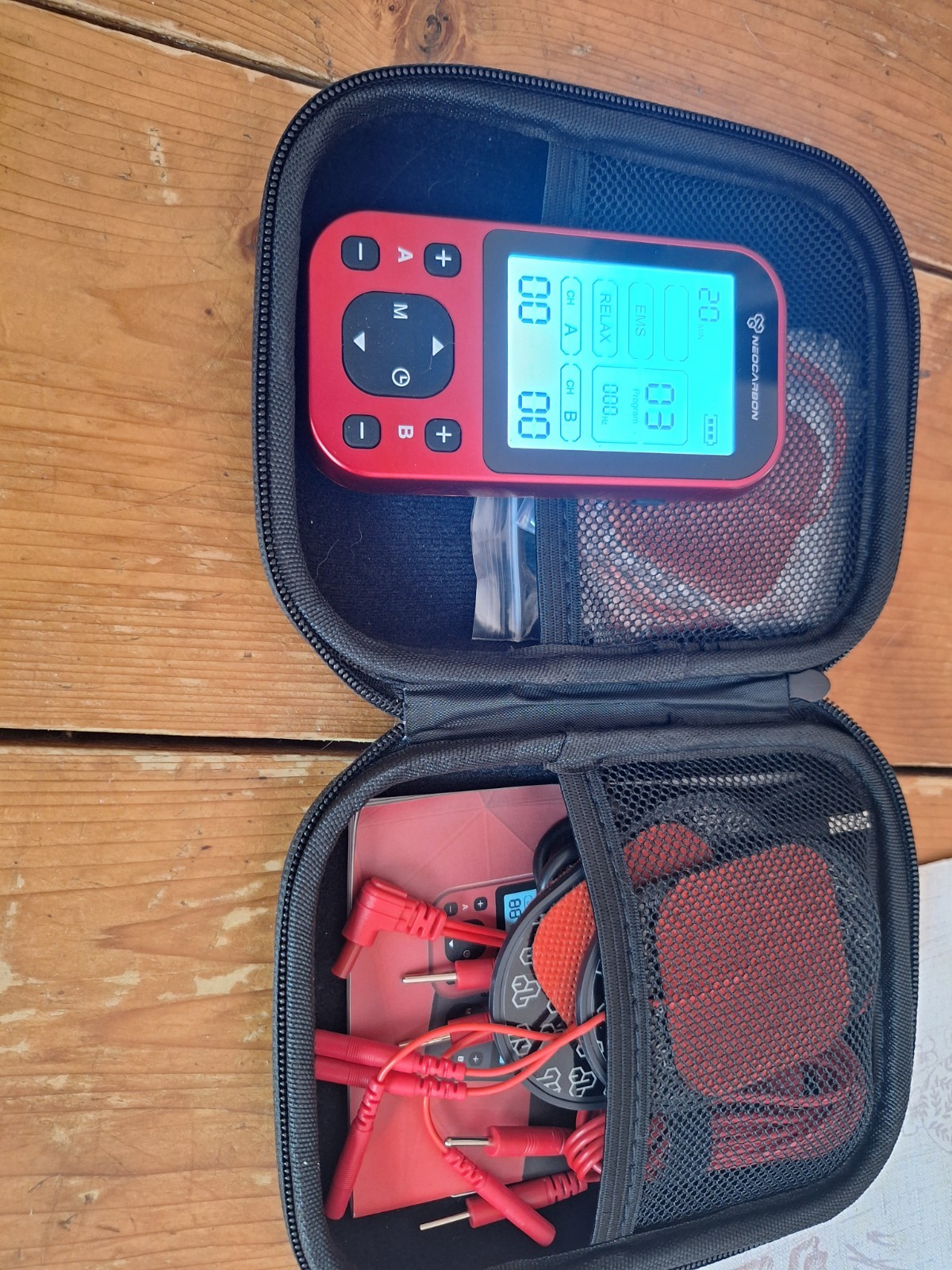 Neocarbon Silver Electric Pain Relief TENS Unit with Case