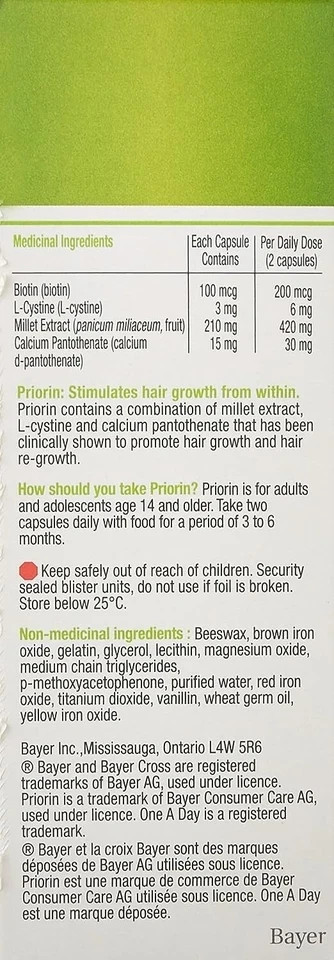 Priorin with Biotin, 60 Capsules, Supports Healthy Hair – Long Expiry
