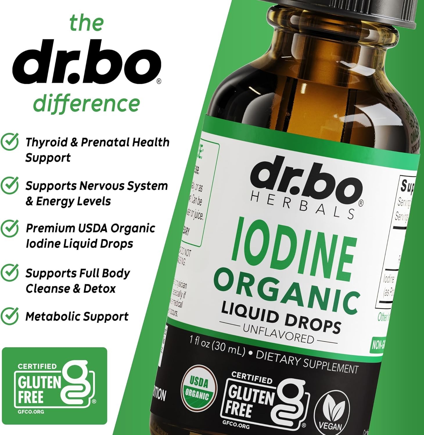 Iodine Liquid Drops Potassium Iodide – 1 Year Supply Pure Clear Organic Iodine D