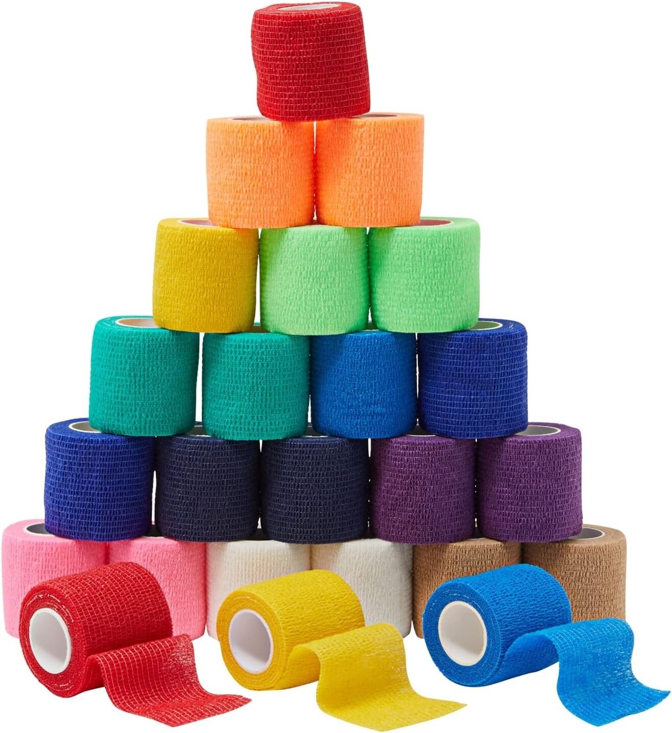 24-Rolls Colorful Medical Self Adhesive Bandage Wrap 2 Inch x 5 Yards, Vet Tape