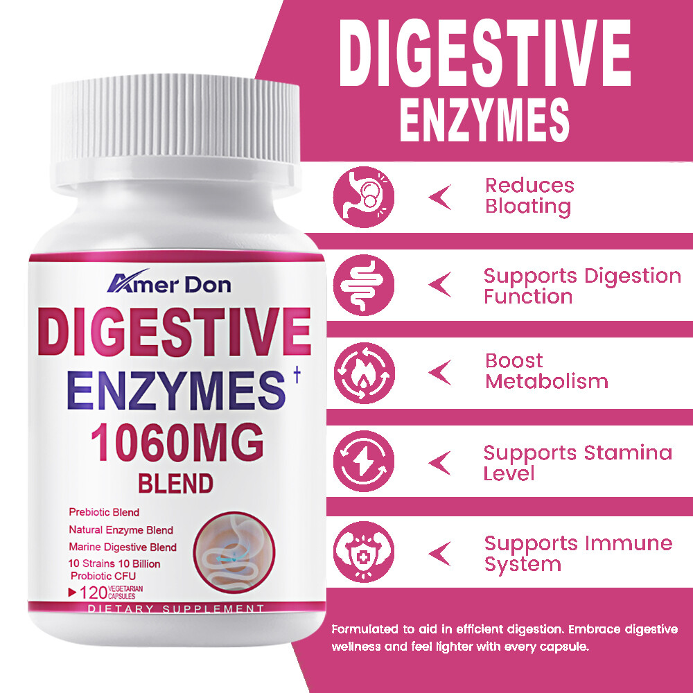 Digestive Enzymes Prebiotic & Probiotics Gas, Constipation & Bloating Relief 120