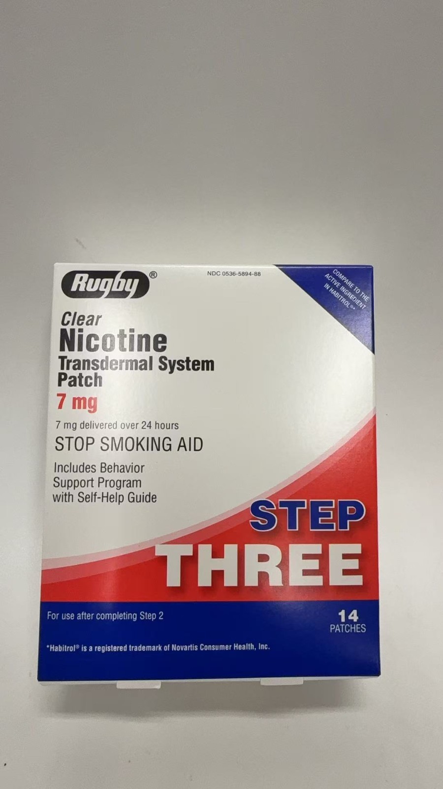 Rugby Clear Nicotine Transdermal System Patch – Step 3 – 7mg (14 Patches)