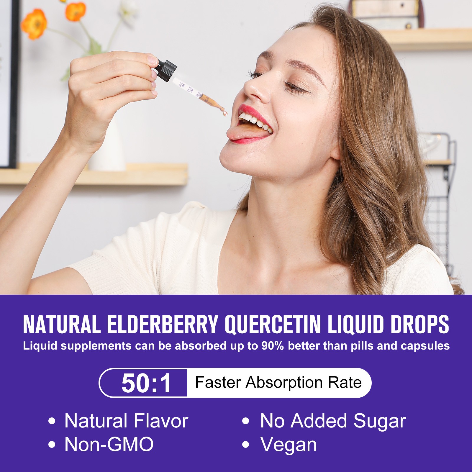 Sambucus Elderberry Syrup Liquid w/ Quercetin Vegan, Non-GMO & Gluten Free