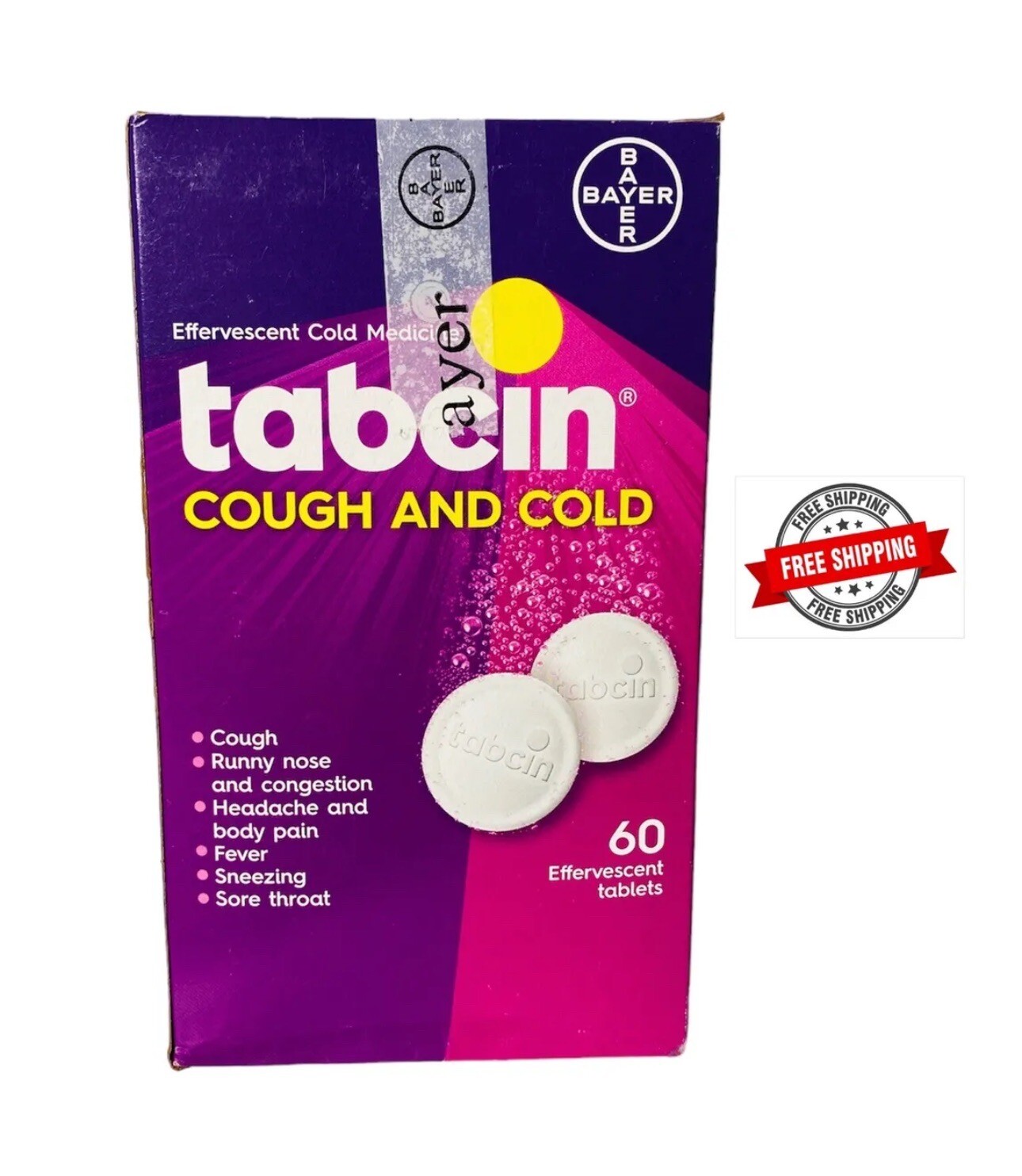 Tabcin Morado Cold And Cough Gripe y Tos 60 Efervescent Tablets