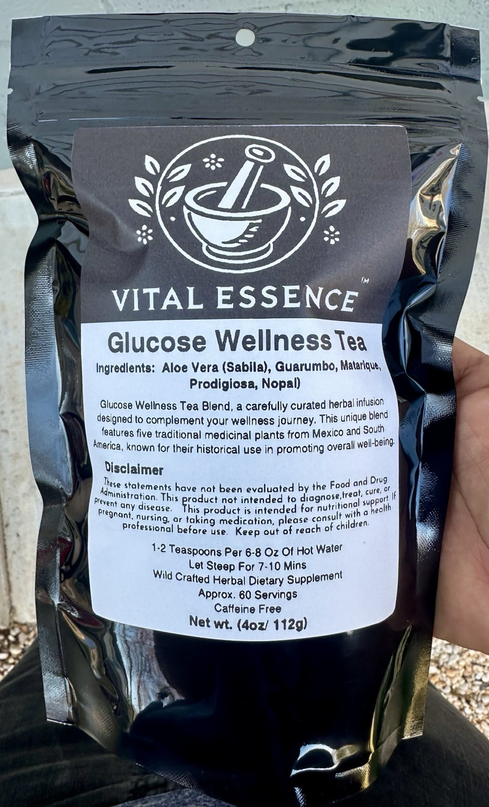 Vital Essence Glucose Wellness Tea – 4oz Herbal Blend, Sugar Balance Support