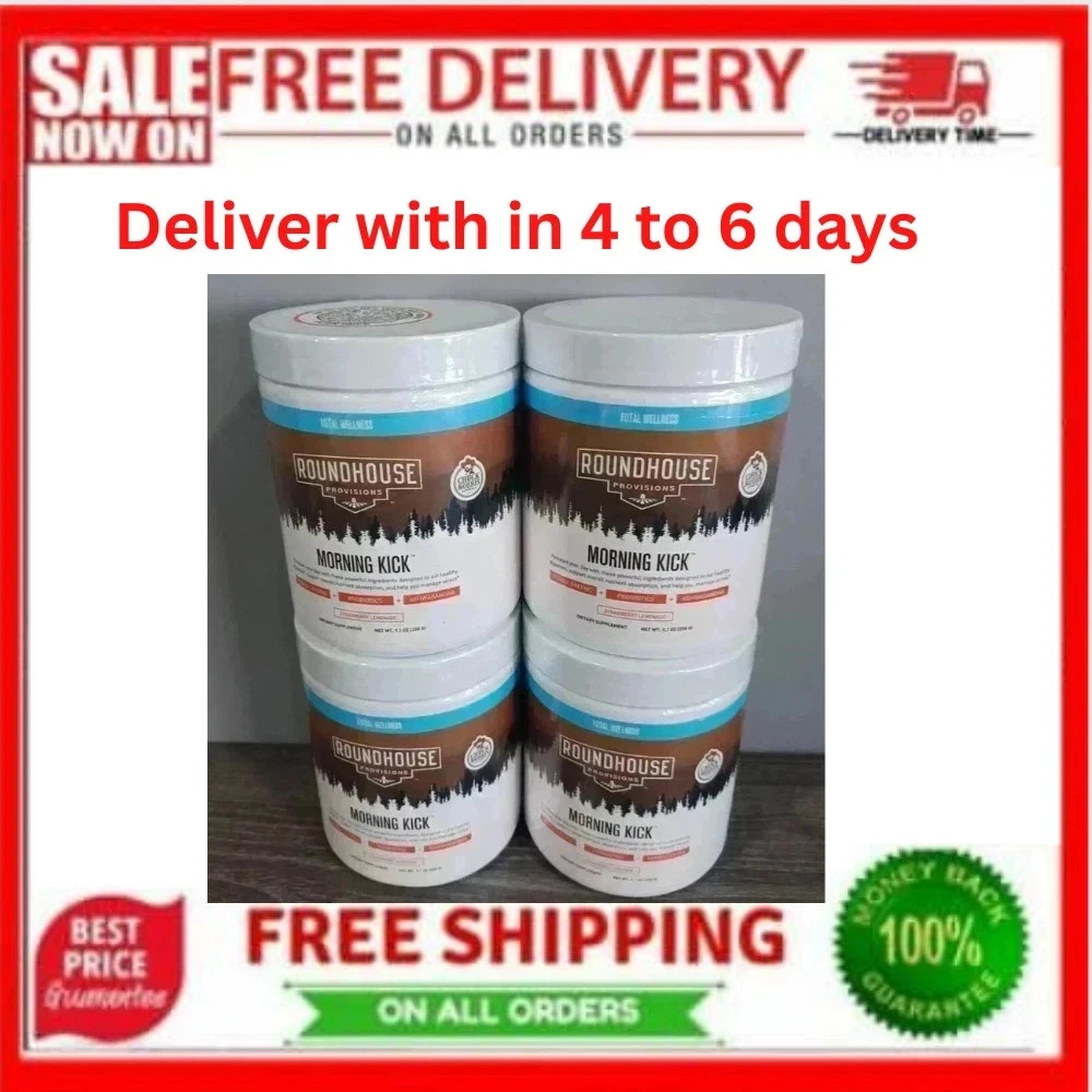 4 Pack Roundhouse Morning Kick Digestive Supplement Powder Strawberry free ship