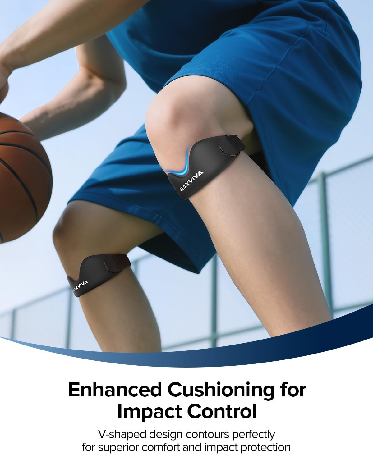 Knee Brace Support Strap 2 Pack – Patella Band for Pain Relief, Running, Fitness