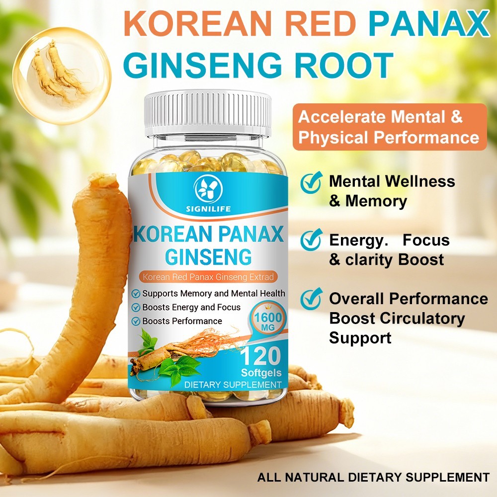 Korean Red Panax Ginseng 120 Capsules – 1600mg Extra Strength NON-GMO No Fillers
