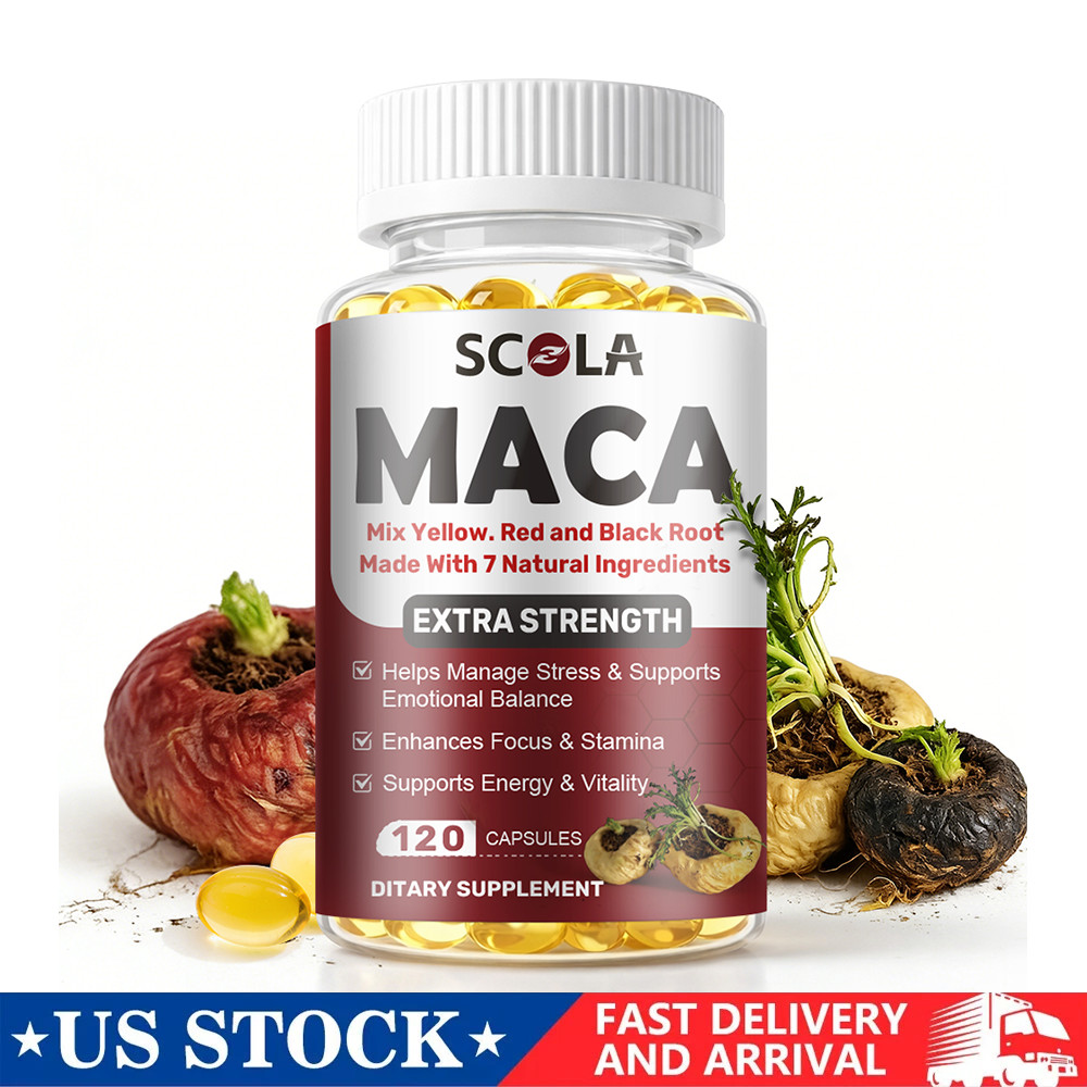 6000mg Organic Black Red Yellow Maca Root Capsules for Men & Women