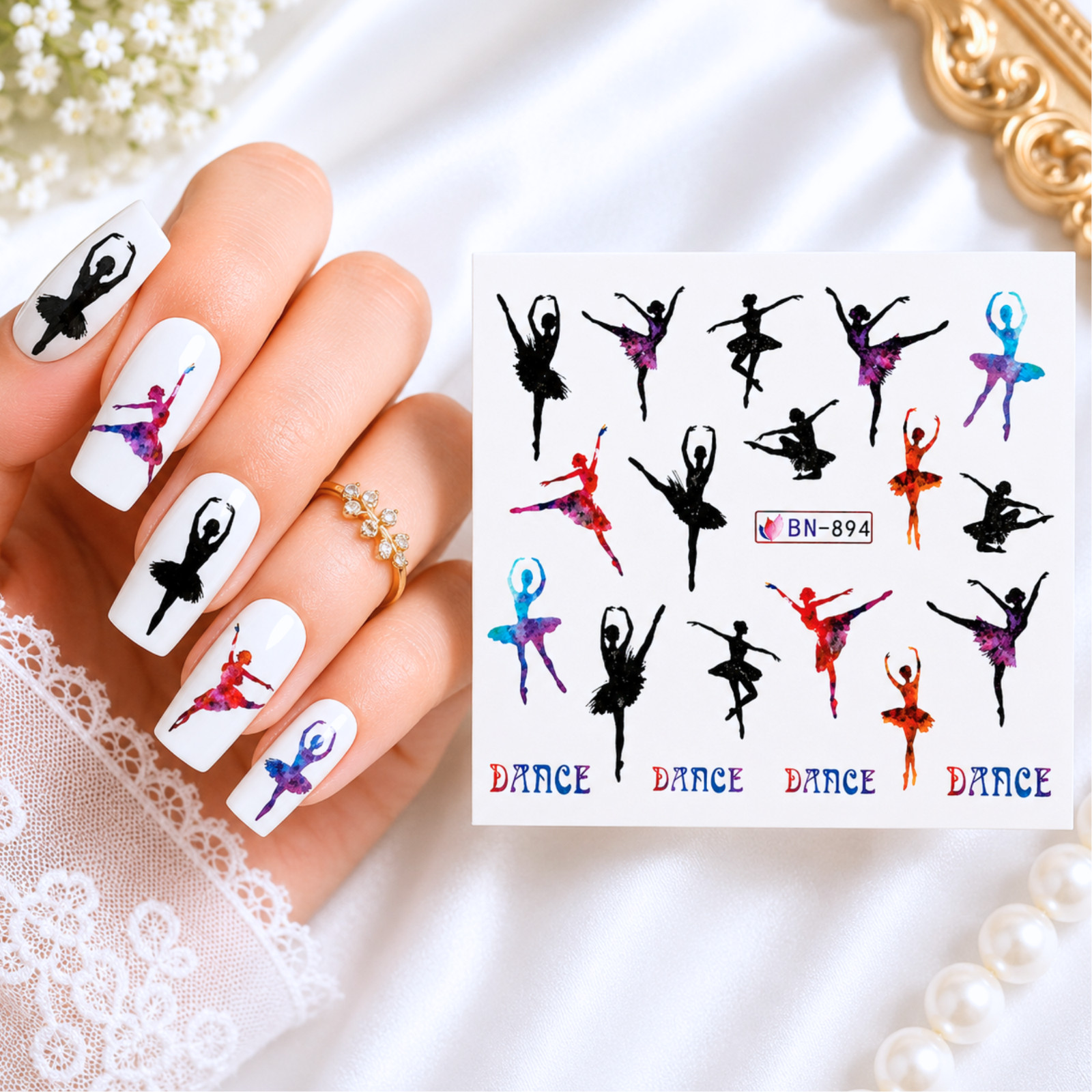 3D Nail Ballet Dancer Decor Decal Sticker Ballerina Diy Manicure Gel Acrylic