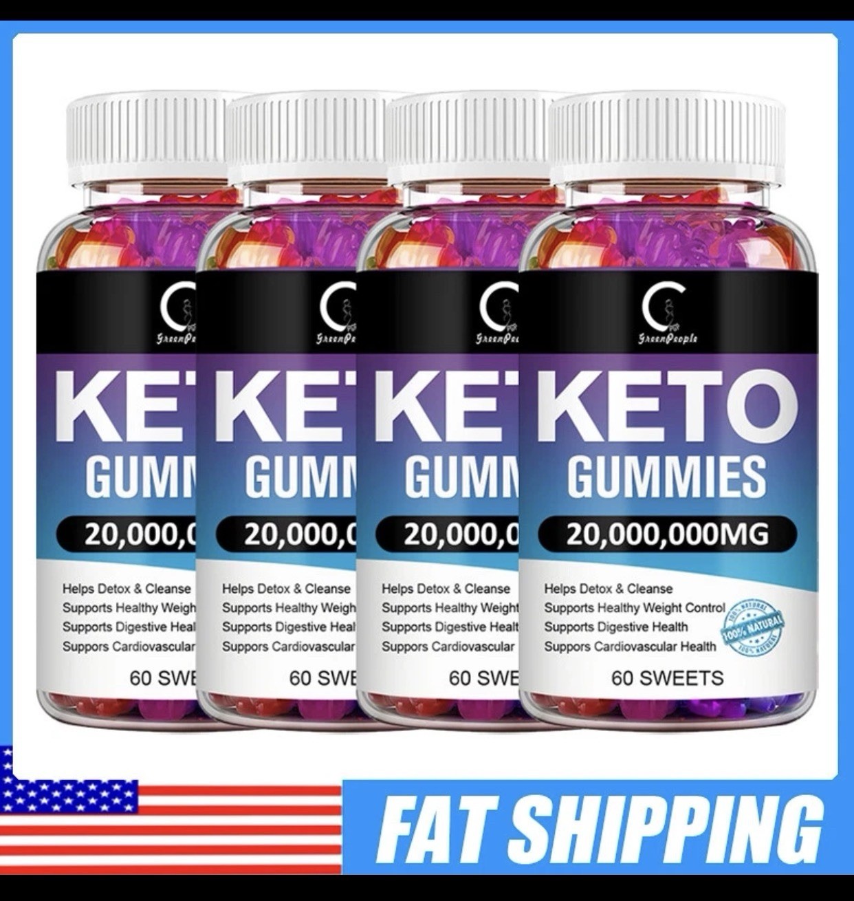 4 Pack Keto Gummies 20,000,000mg 60 Count Each Dietary Supplement Weight Managem
