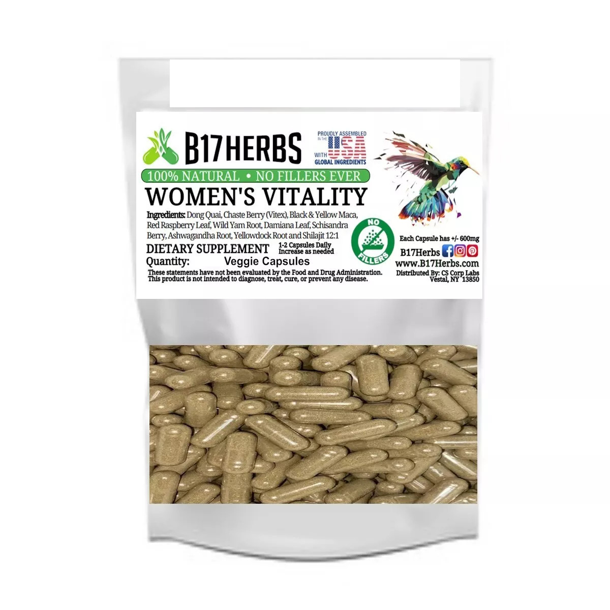 Women’s Herbal Health Special Blend – Highly Effective – 100 Veggie Capsules