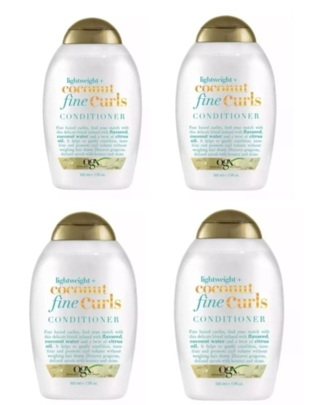 4 pk OGX Lightweight Coconut Fine Curls Conditioner 13oz ea 52 oz total Disc’d