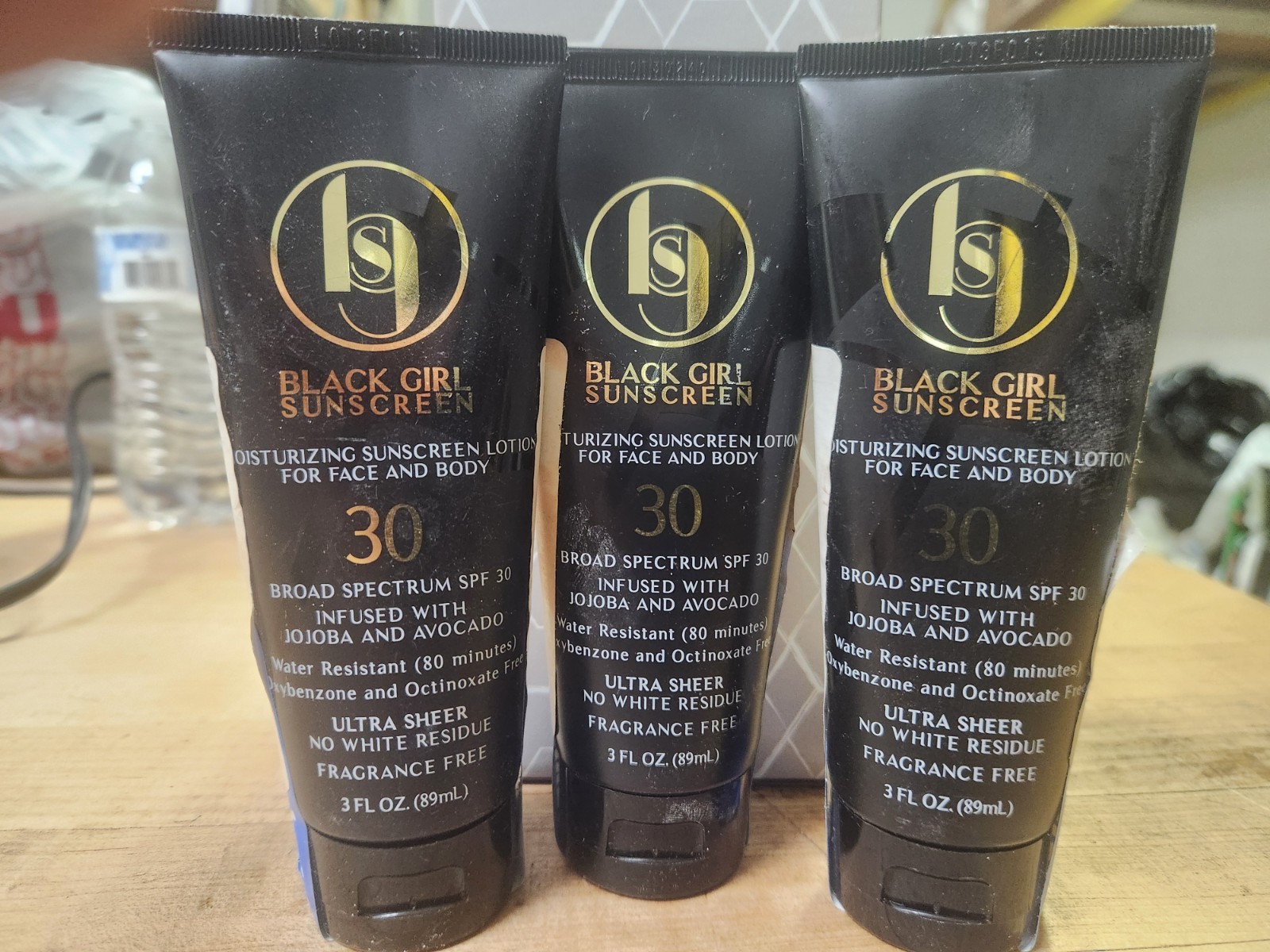 3 bottles, Black Girl Sunscreen Lotion SPF 30 Ultra Sheer 3 fl oz Fragrance-Free