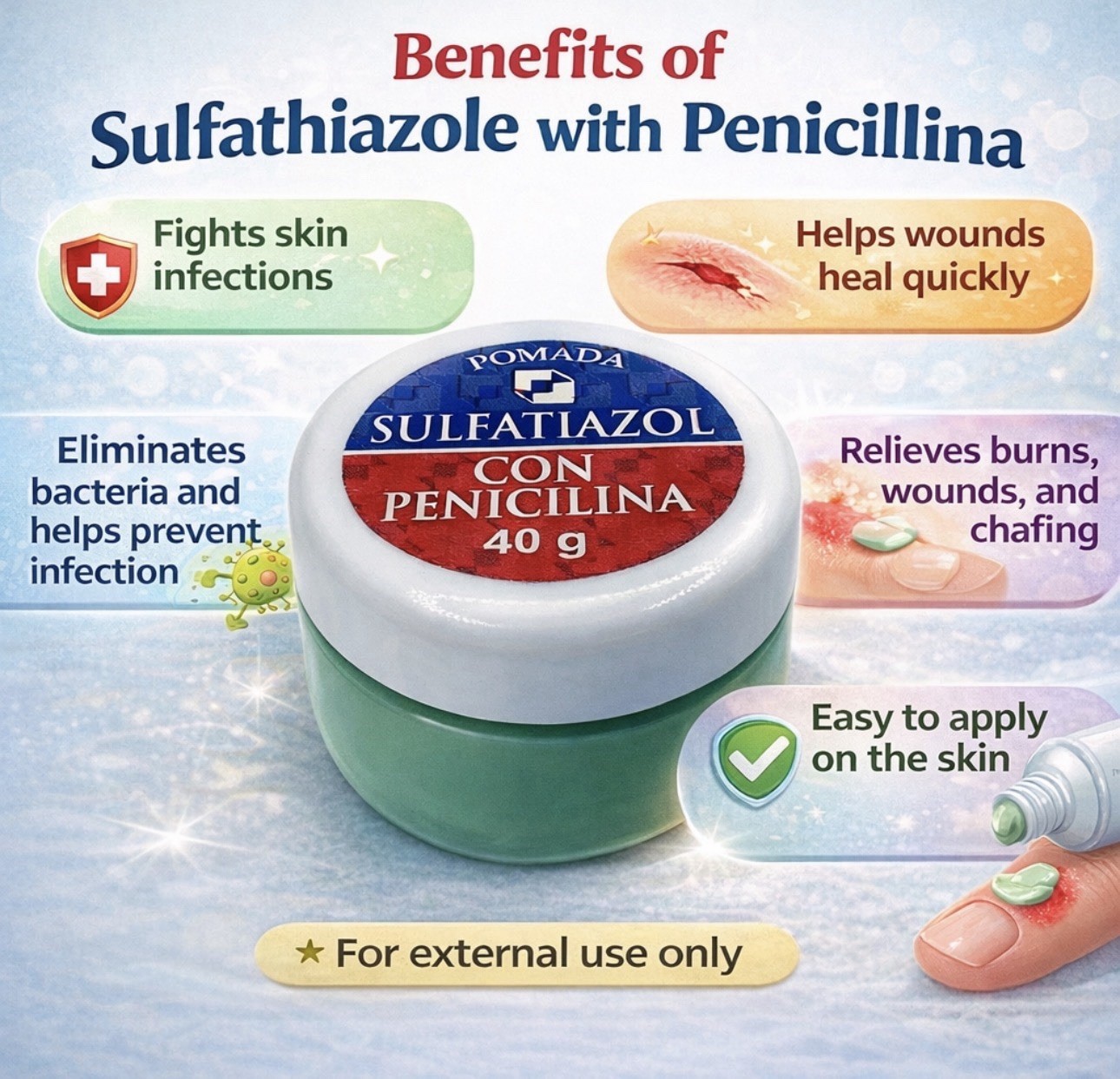 Pomada De Penicilina 40g, Sulfatiazol 40g, Penicilina & Sulfatiazol 40g