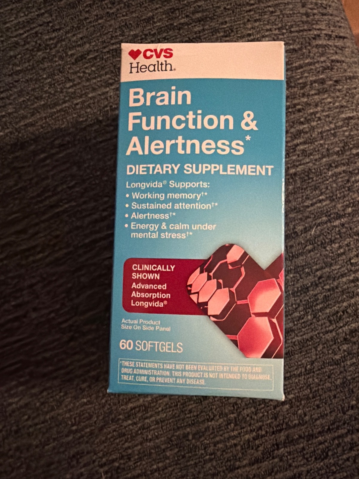 cvs health brain function & alertness dietary suplement 60 softgles