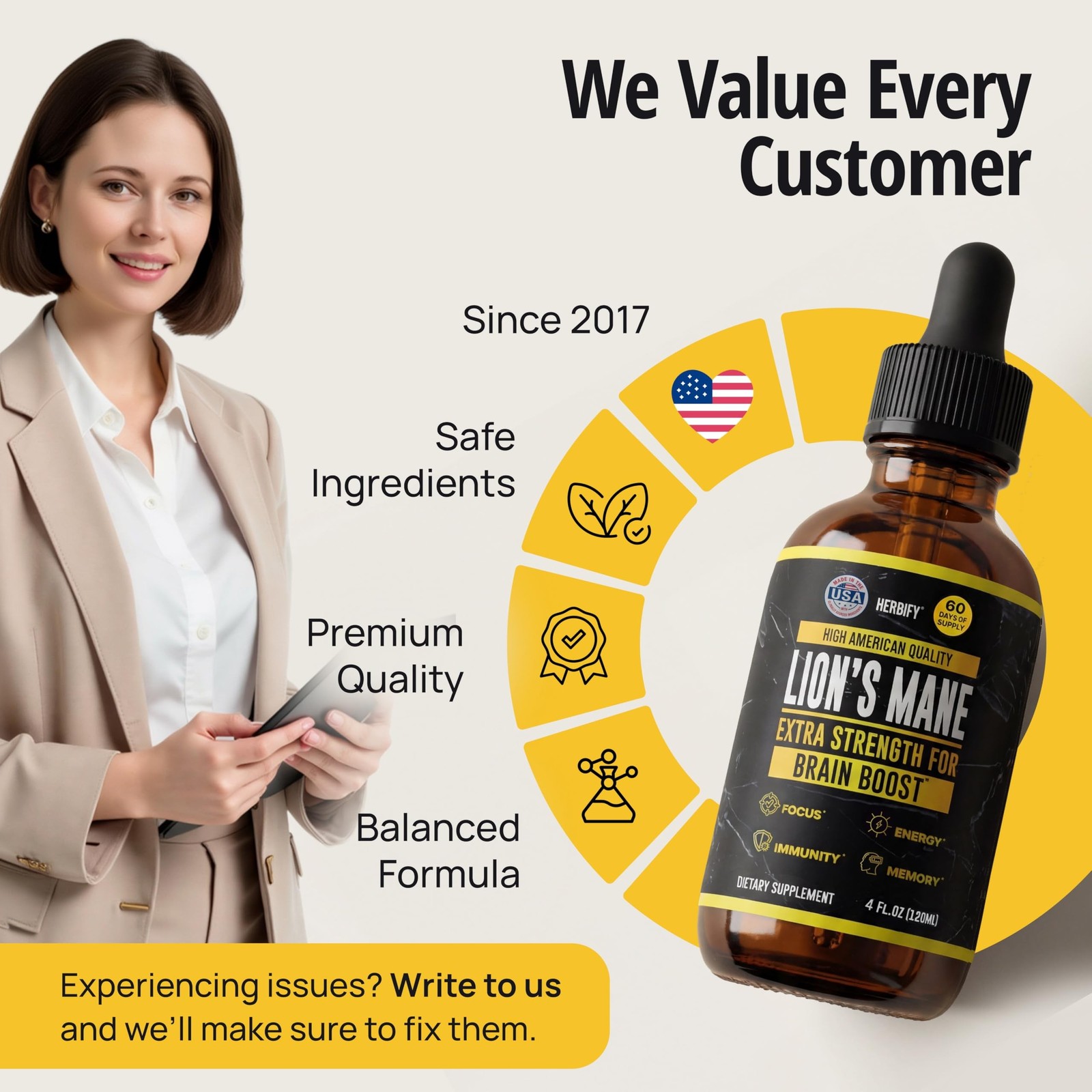 Lions Mane Supplement – Daily Mushroom Supplement for Memory, Focus & Clarity…