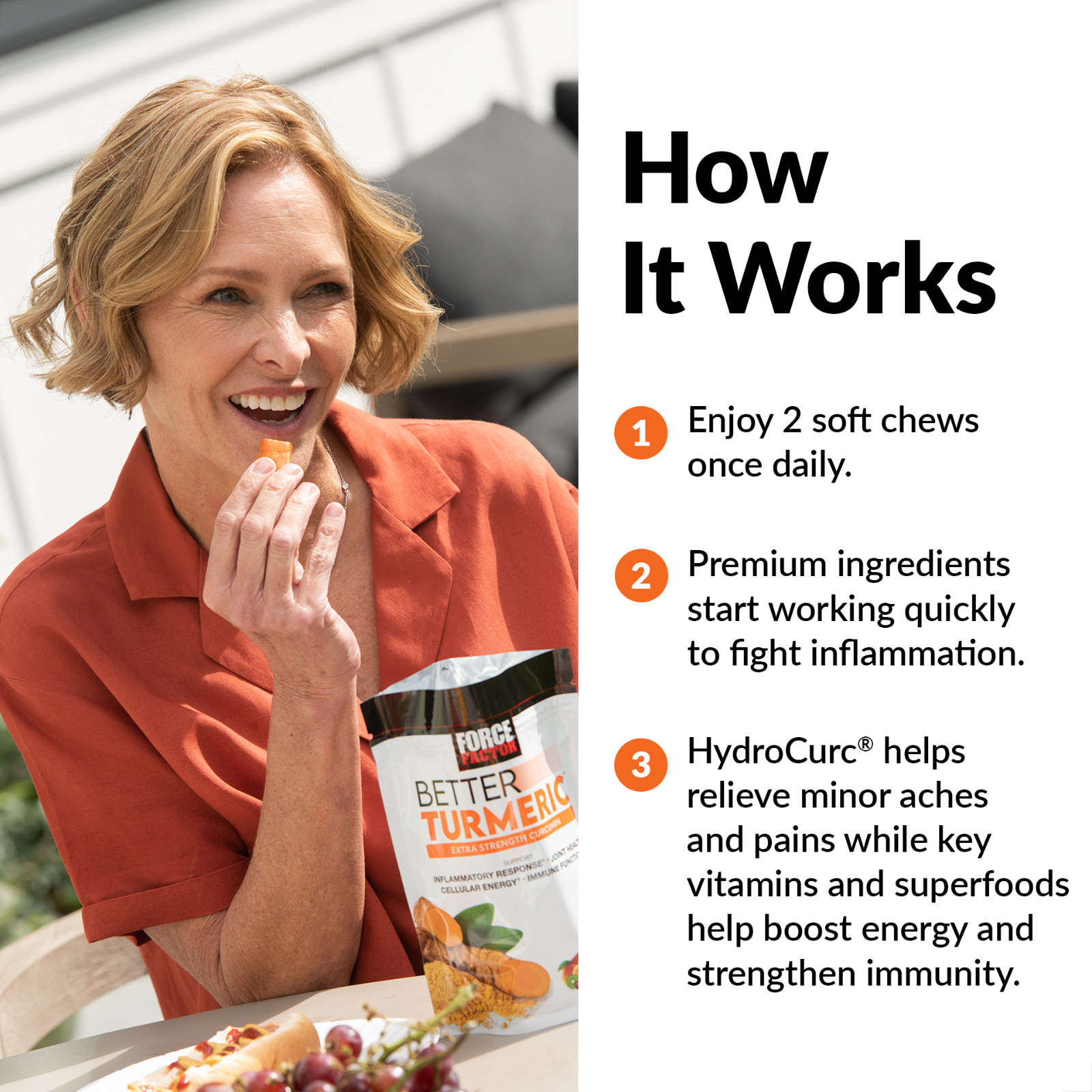 Force Factor Better Turmeric Soft Chews Curcumin Supplement for Joint Health