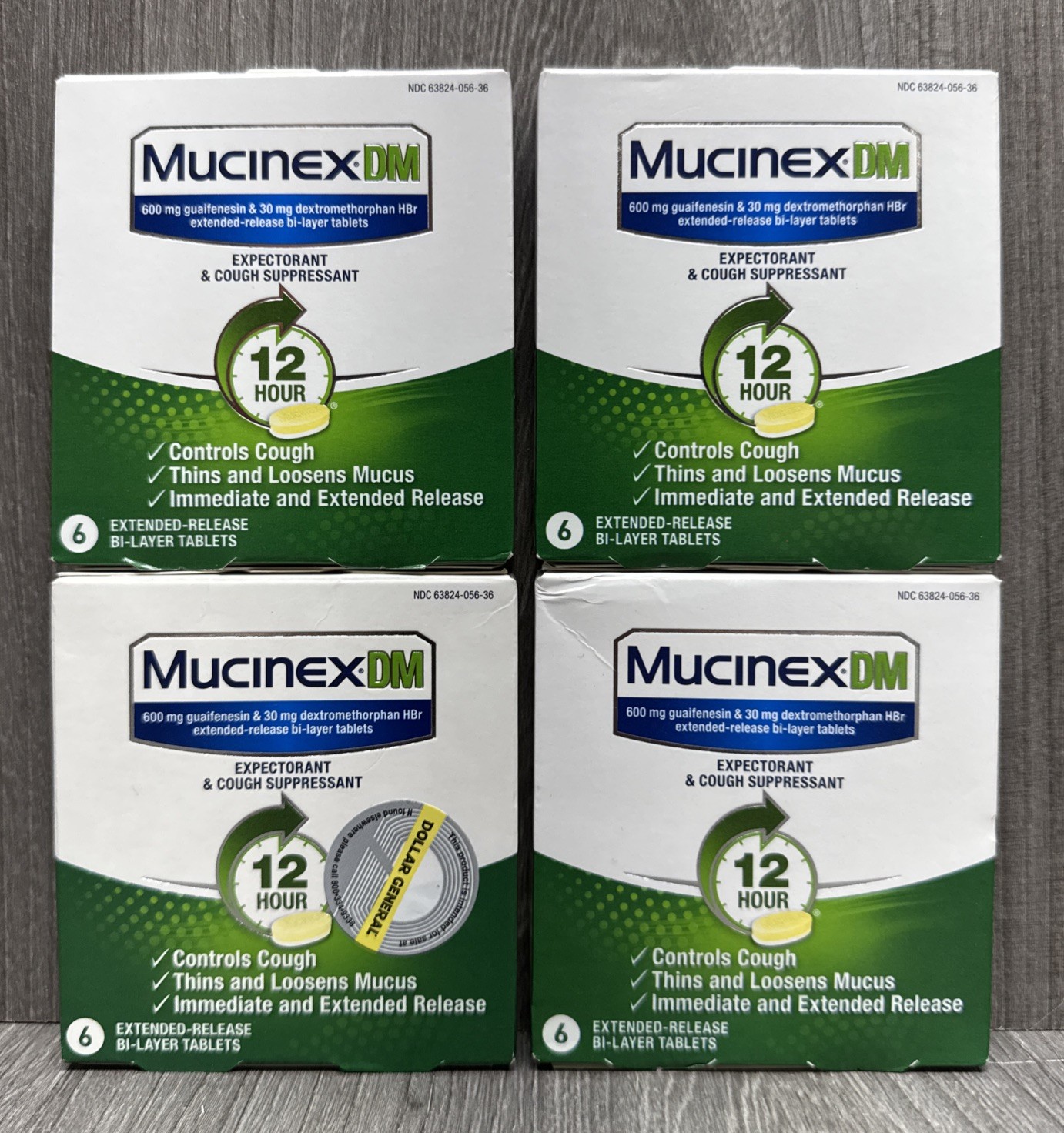 LOT OF 4 Mucinex DM 12-Hour Expectorant Cough Suppressant 24 Count EXP: 10/2026