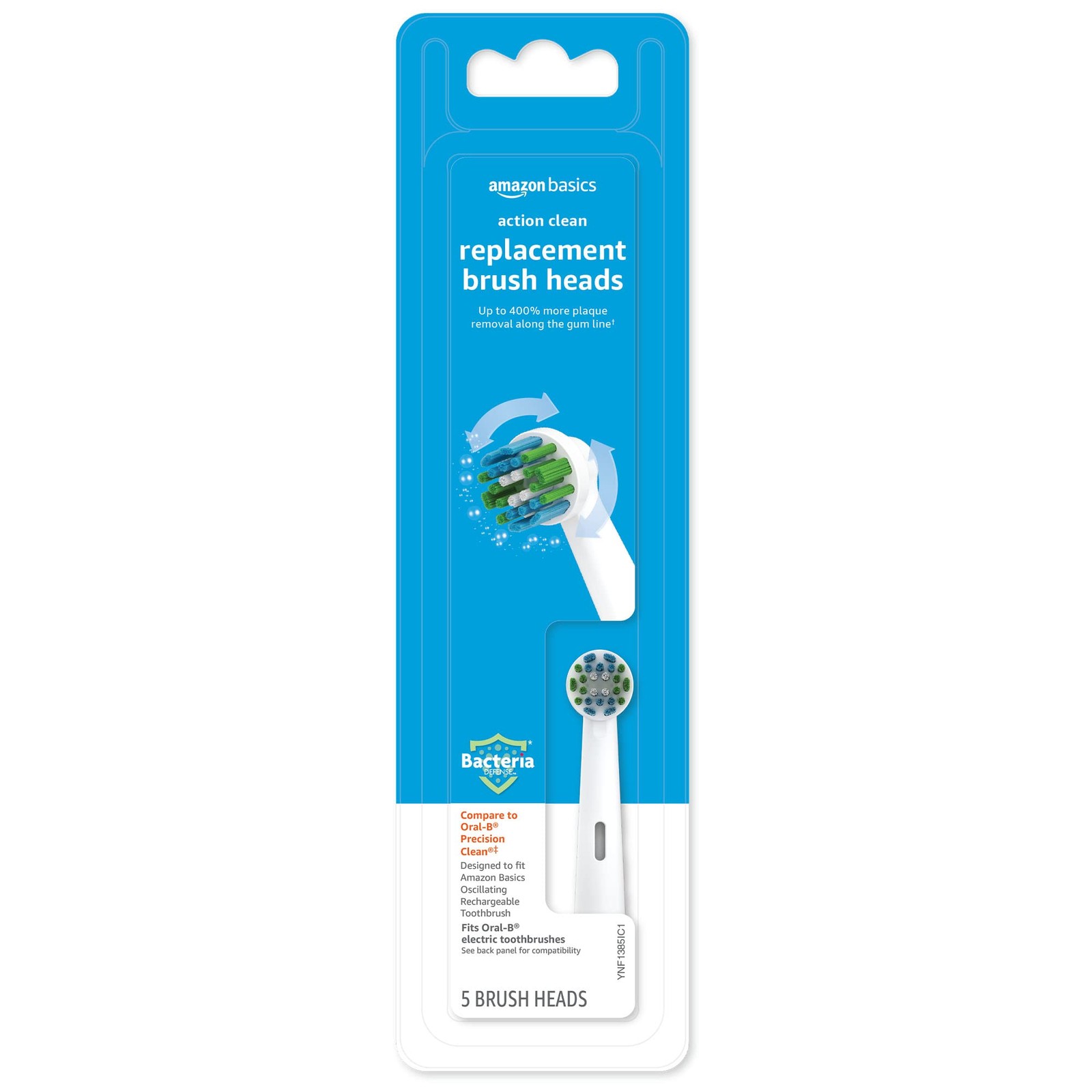 Amazon Basics Electric Toothbrush Replacement 5 Count (Pack of 1), White